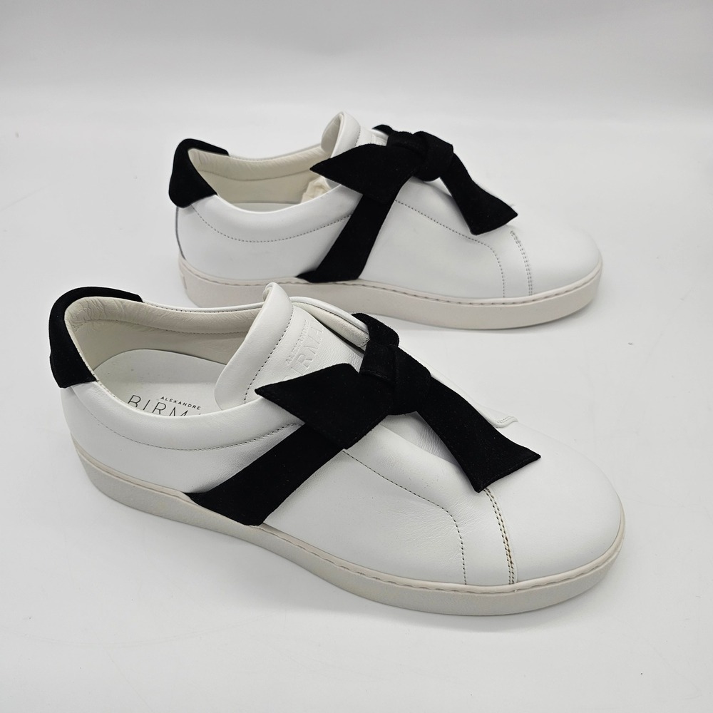 Alexandre Birman Clarita Sneaker Womens 41 White Black Leather Bow Low Top US 11